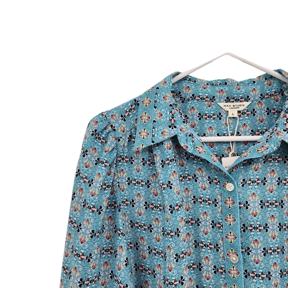 Max Studio Women's Long Sleeve Button Front Crepe Dress - L - Picture 3 of 9